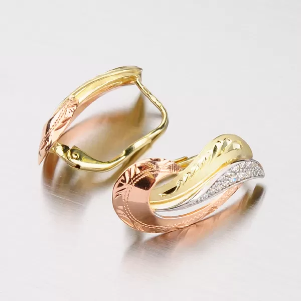 Dámské náušnice žluté zlato 585 klasik se zirkony 52NK-3111