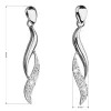 Stříbrné náušnice visací s krystaly Swarovski bílé vlnky 31162.1