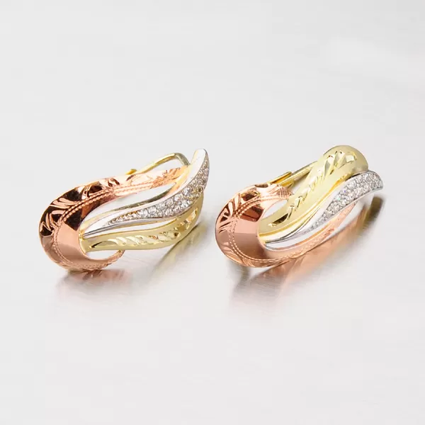 Dámské náušnice žluté zlato 585 klasik se zirkony 52NK-3111