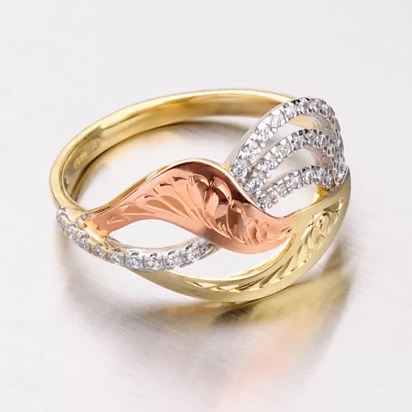 Dámský prsten žluté zlato 585 zirkon 51P-3112