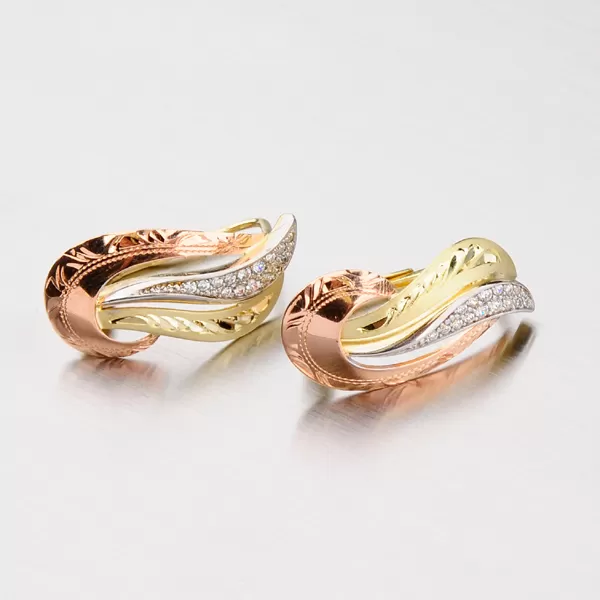 Dámské náušnice žluté zlato 585 klasik se zirkony 52NK-3111