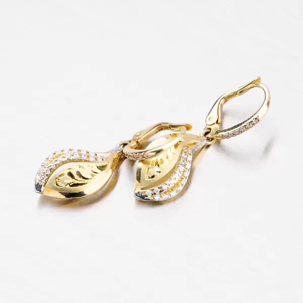 Dámské náušnice žluté zlato 585 se zirkony 52NK-3117