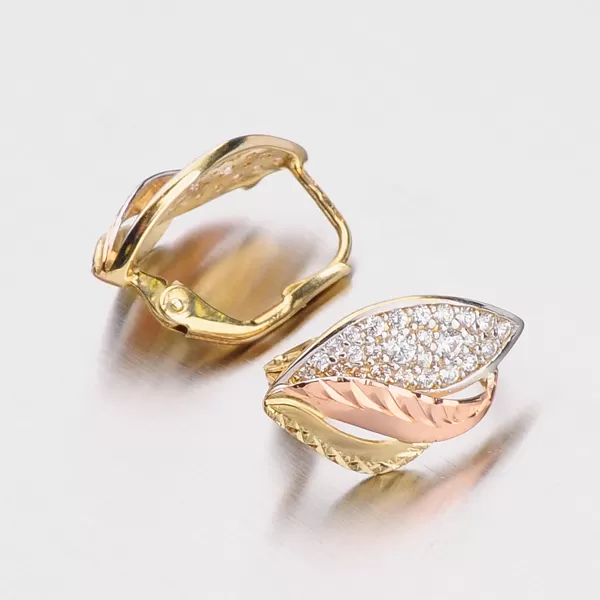 Dámské náušnice žluté zlato 585 klasik se zirkony 52NK-2992