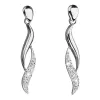 Stříbrné náušnice visací s krystaly Swarovski bílé vlnky 31162.1
