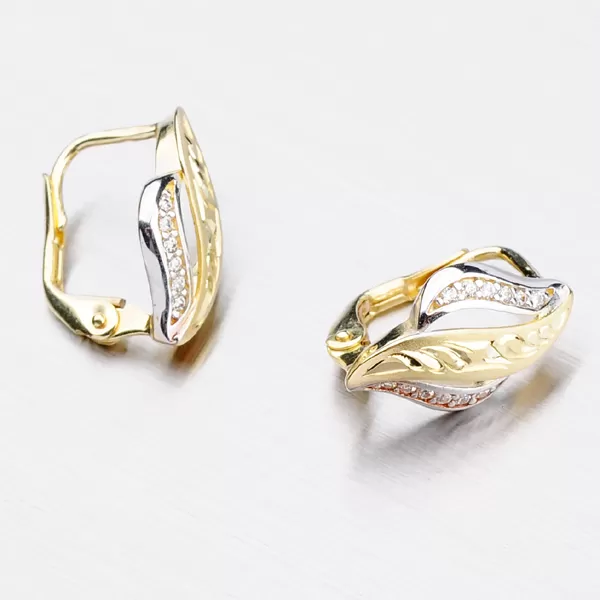 Dámské náušnice žluté zlato 585 se zirkony 52NK-2983