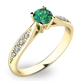 Dámský prsten žluté zlato 585/1000 přírodní diamant 0.300 ct G/SI smaragd 10745Z-SMAR