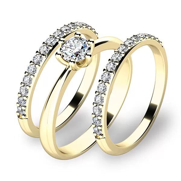 Zásnubní prsten žluté zlato 585/1000 zirkon set 10819-SET02-ZZ