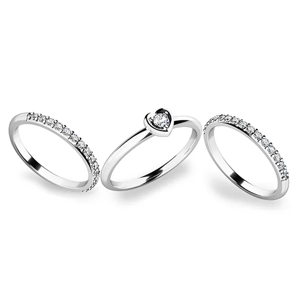 Zásnubní prsten bílé zlato 585/1000 set zásnubních 10849-SET02-BB