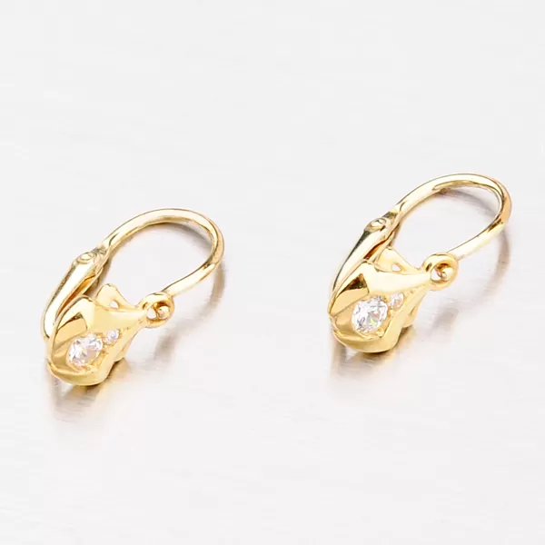 Dětské náušničky žluté zlato 585 zirkon s bílým bílé kameny 52DN-2224ZB