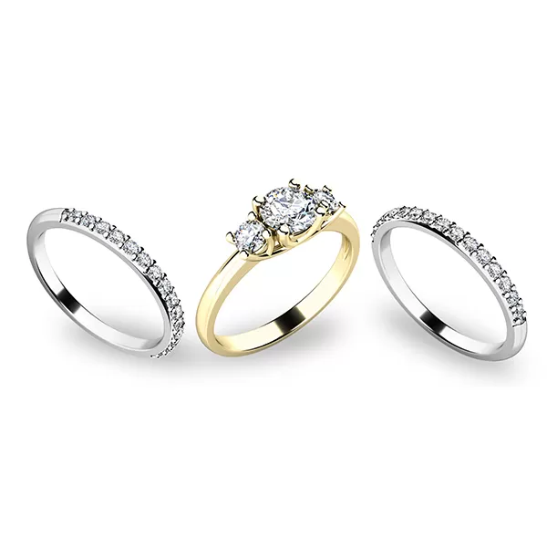 Set prstenů ze žlutého a bílého zlata 10803-SET02-ZB