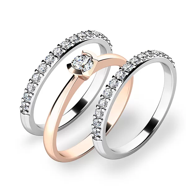 Krásný set zásnubních prstenů z růžového a bílého zlata 10840-SET02-RB