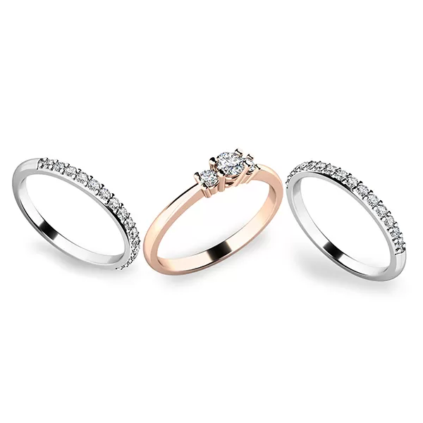 Úžasný set zásnubních prstenů z bílého a růžového zlata 10843-SET02-RB