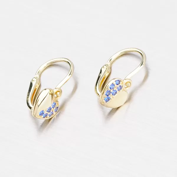 Dětské náušničky žluté zlato 585 zirkon ve tvaru srdíčka 52DN-2160ZM