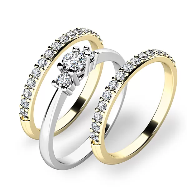 Úžasný set zásnubních prstenů ze zlata 10843-SET02-BZ