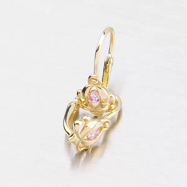 Zlaté náušnice s růžovým zirkonem 52DN-2218ZR