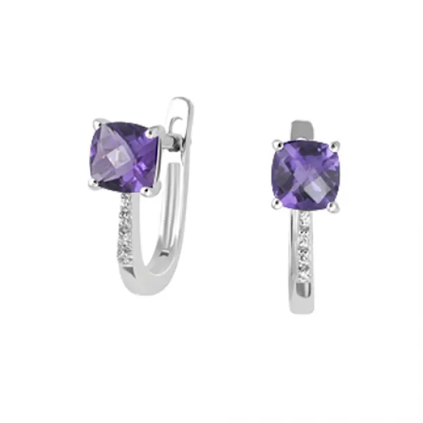 Náušnice s ametystem a diamanty GKW48527AME