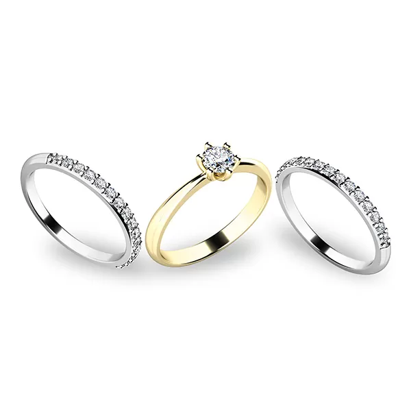 Set prstenů ze žlutého a bílého zlata 10819-SET02-ZB