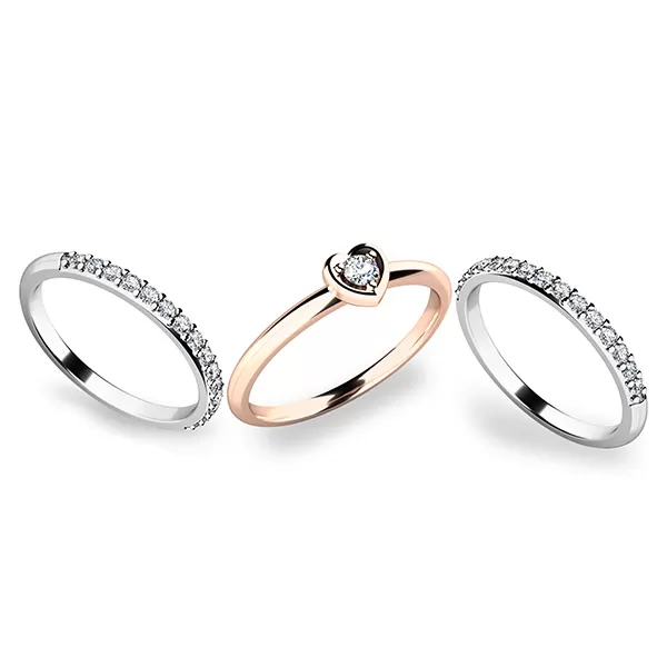 Zásnubní prsten zlato mix 585/1000 set zásnubních 10849-SET02-RB