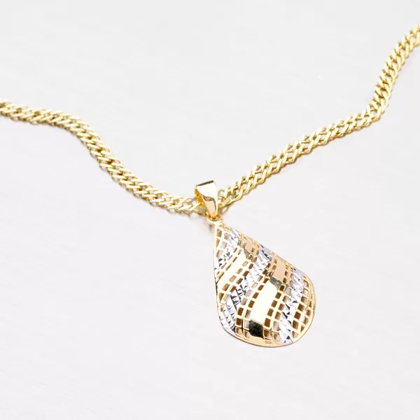 Dámský přívěsek zlato mix 585 - kapka zdobená gravírováním 43-21436