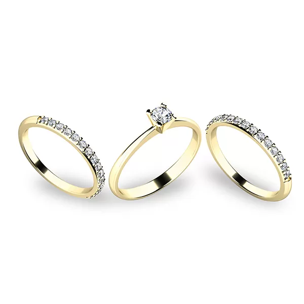 Zásnubní prsten žluté zlato 585/1000 zirkon set 10820-SET02-ZZ