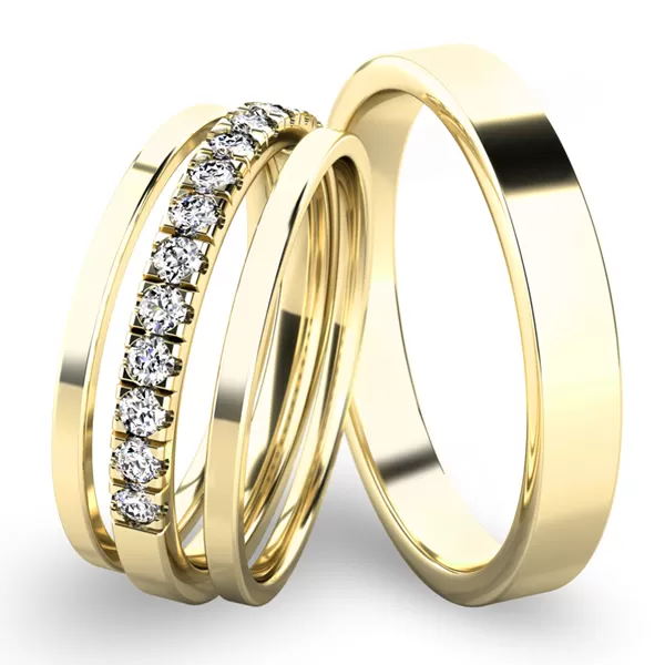 Snubní prsteny žluté zlato 585 zirkon 0.208 ct G/SI set snubních SP-61061-SET04