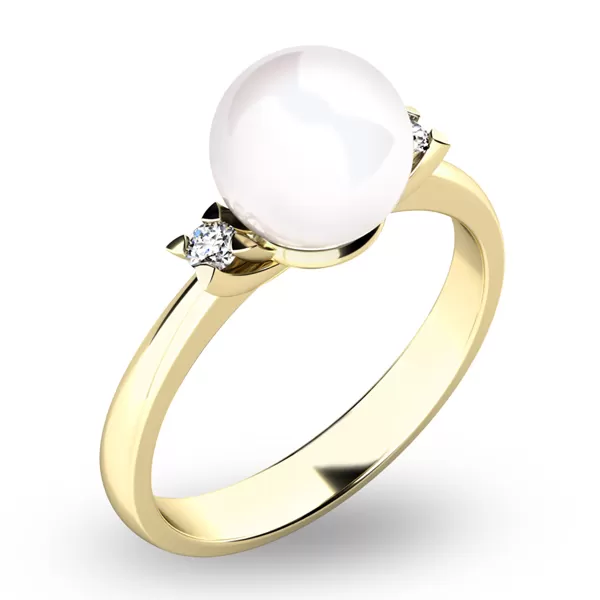 Perlový prsten s diamanty 10888-ZL