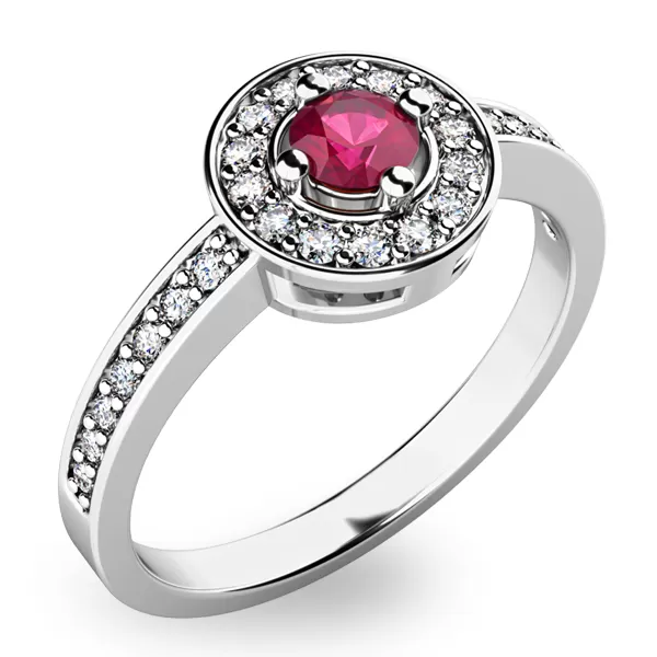 Zlatý prsten s rubínem a diamanty 10802B-RUB