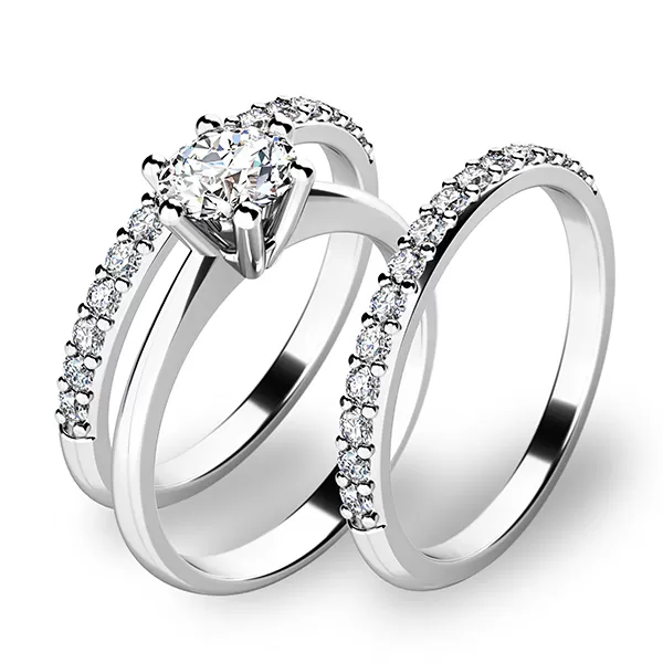 Set zásnubních prstenů v bílém zlatě 10720-SET02-BB