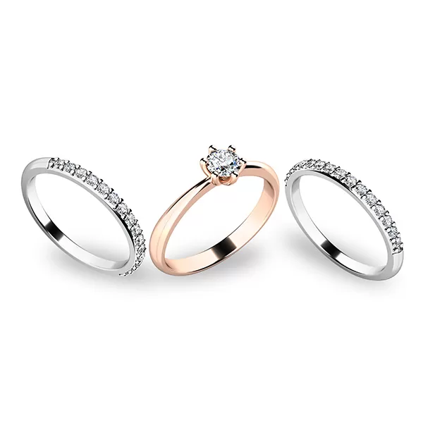 Set prstenů z růžového a bílého zlata 10819-SET02-RB