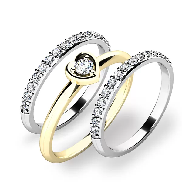 Nádherný set zásnubních prstenů ze zlata 10849-SET02-ZB