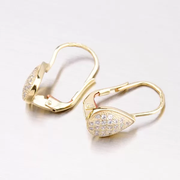 Dámské náušnice žluté zlato 585 zirkon 42-31868