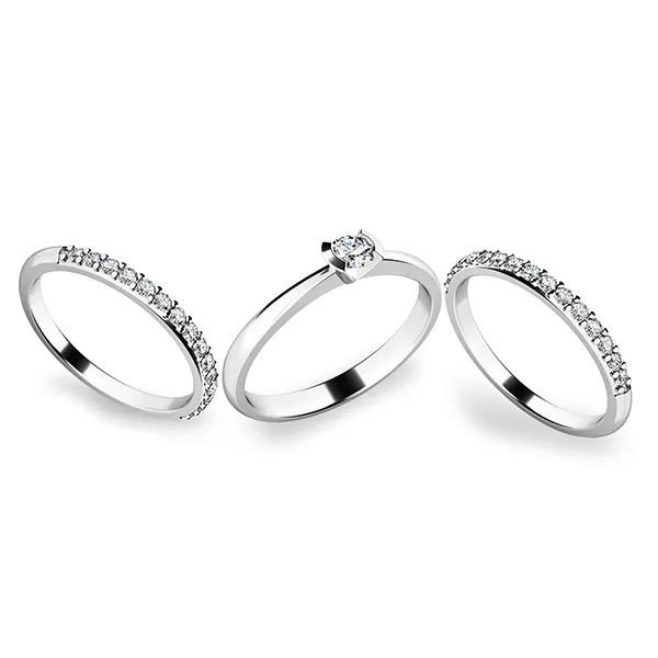 Krásný set zásnubních prstenů z bílého zlata 10840-SET02-BB