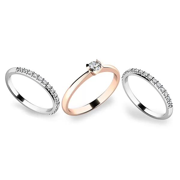 Krásný set zásnubních prstenů z růžového a bílého zlata 10840-SET02-RB