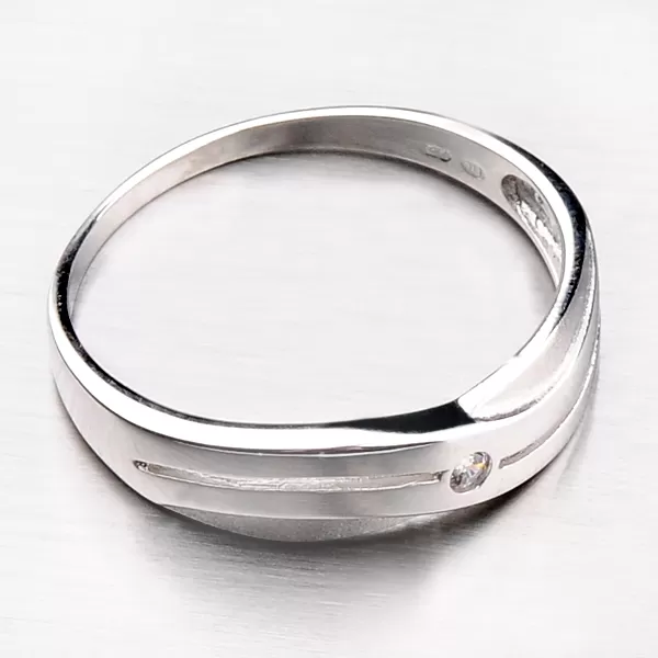 Dámský prsten bílé zlato 585 zirkon symetrický DZ1562-B