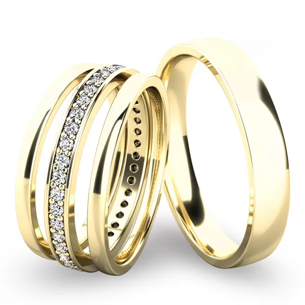 Snubní prsteny žluté zlato 585 zirkon 0.380 ct G/SI set snubních SP-61044-SET04