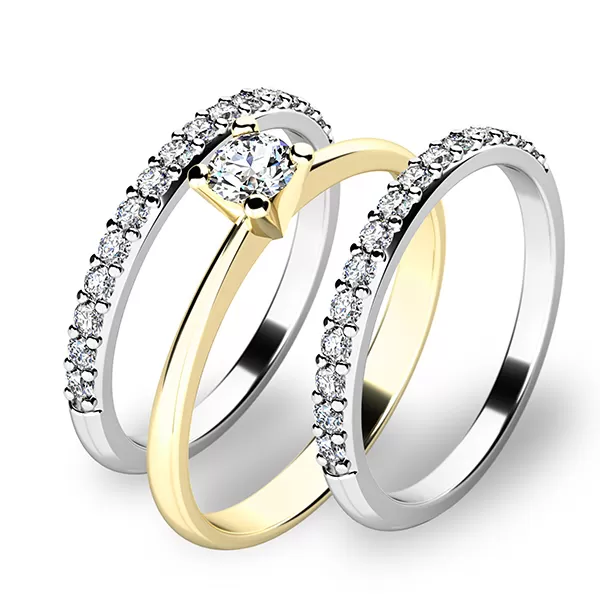 Zásnubní set v kombinaci žlutého a bílého zlata 10820-SET02-ZB