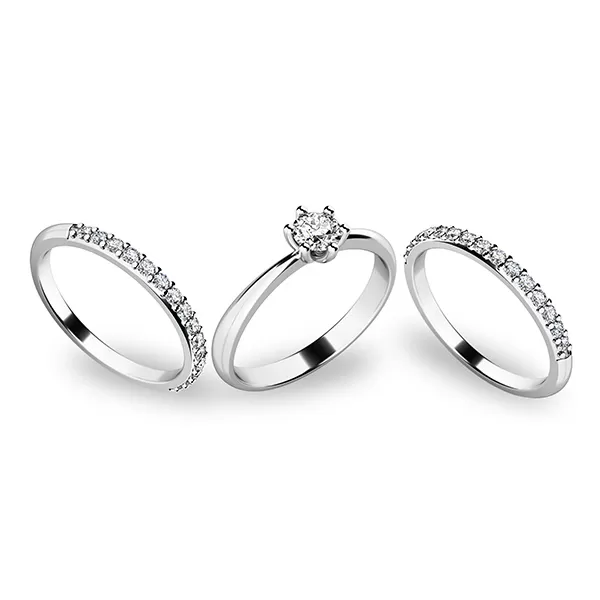 Set prstenů z bílého zlata 10819-SET02-BB