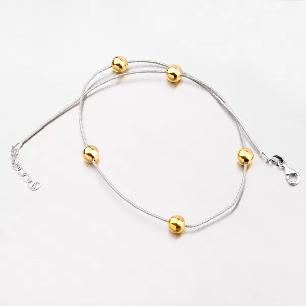 Stříbrný náhrdelník se zlacenými kuličkami XKXC-5005-ES