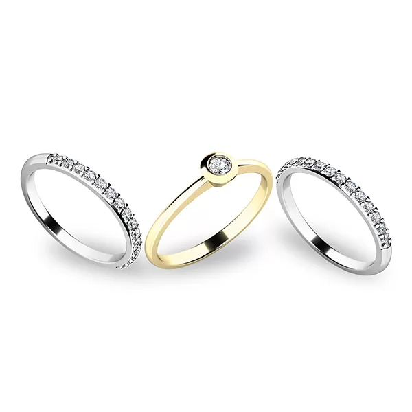 Set zásnubních prstenů ze žlutého a bílého zlata 10807-SET02-ZB