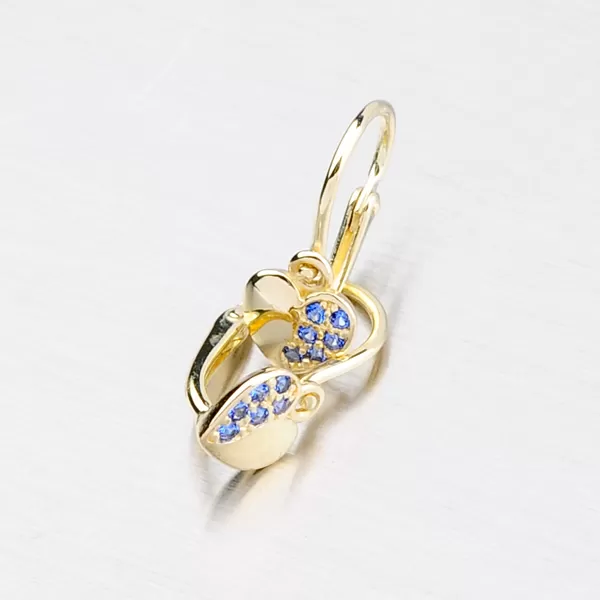 Dětské náušničky žluté zlato 585 zirkon ve tvaru srdíčka 52DN-2160ZM