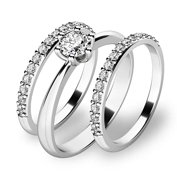 Set prstenů z bílého zlata 10819-SET02-BB