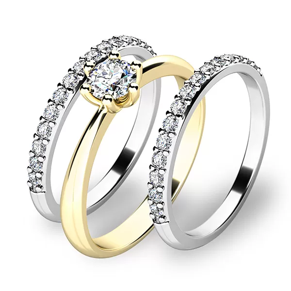 Set prstenů ze žlutého a bílého zlata 10819-SET02-ZB