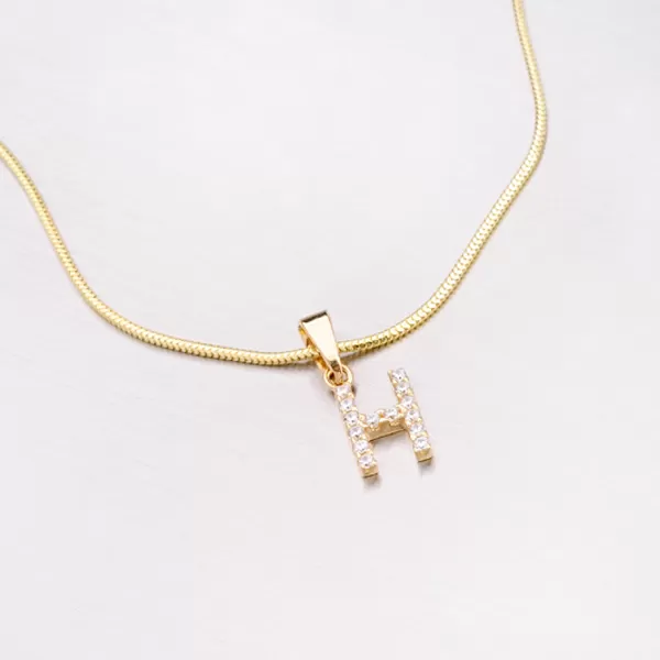 Přívěsek zlato 585 - písmeno H se zirkony 13-152-H