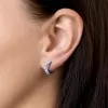 Stříbrné náušnice kruhy s krystaly Swarovski fialový půlkruh 31118.3 Violet