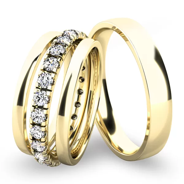 Snubní prsteny žluté zlato 585 zirkon 0.80 ct G/SI set SP-61045-SET04