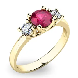 Dámský prsten žluté zlato 585/1000 přírodní diamant 0.50 ct G/SI rubín 10803Z-RUB