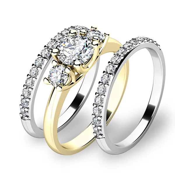 Set prstenů ze žlutého a bílého zlata 10803-SET02-ZB