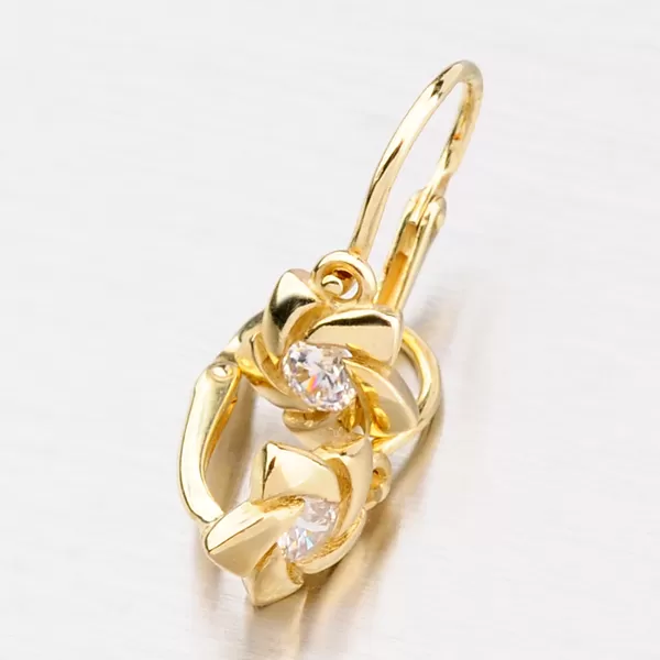 Dětské náušničky žluté zlato 585 zirkon kytičky 52DN-2201ZB