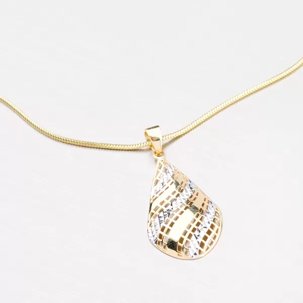 Dámský přívěsek zlato mix 585 - kapka zdobená gravírováním 43-21436