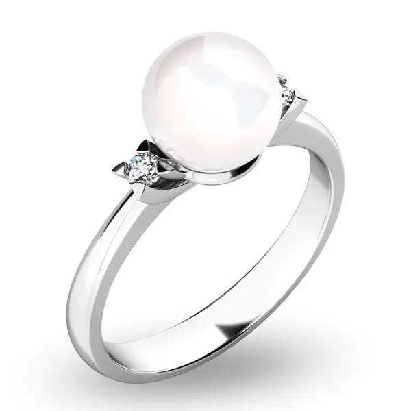 Perlový prsten s diamanty 10888-B